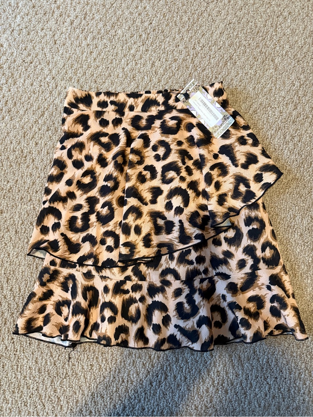 Nasty Gal Leopard Print Ruffle Mini Skirt - Black & Tan